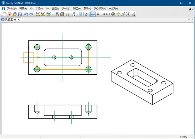 2軸加工2D図-穴加工